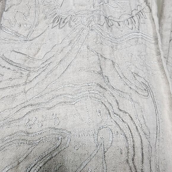 Women's Beige Embroidered Anu 100% Linen Open Front Blazer Sz Small - Picture 6 of 7